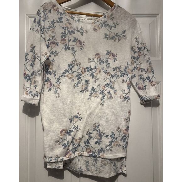 Lauren Conrad Runway Sweater Women's XS White Floral Lightweight Back Tie - Picture 1 of 7